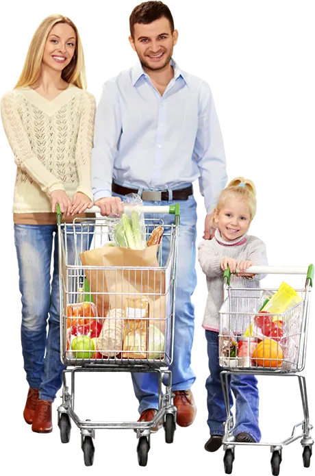 Family shopping for baking supplies